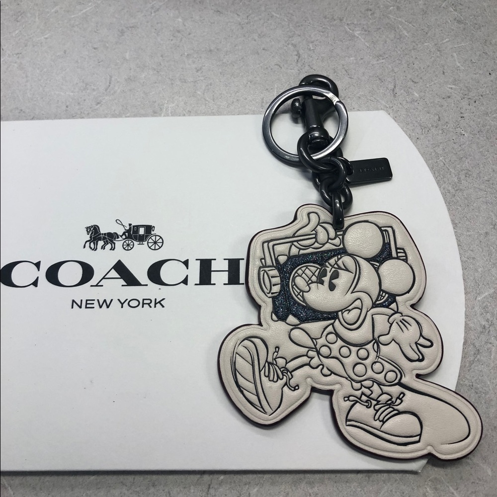 Coach Minnie Leather Keychain NWT